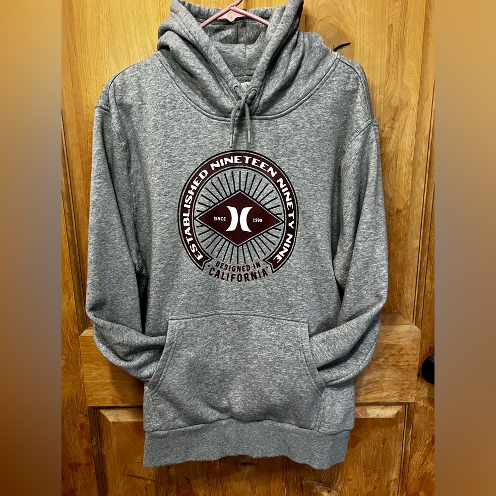 Hurley Gray Hoodie with Maroon Logo